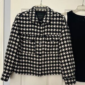 Sanctuary Black and White Houndstooth Teddy Jacket